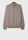 Paul Smith Oatmeal Cashmere Full-zip Cardigan Grey In Brown