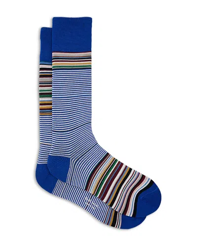 Paul Smith Odd Stripe Crew Socks In Blue