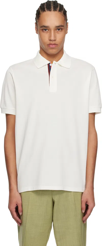 Paul Smith Off-white Artist Stripe Placket Polo In 1 White