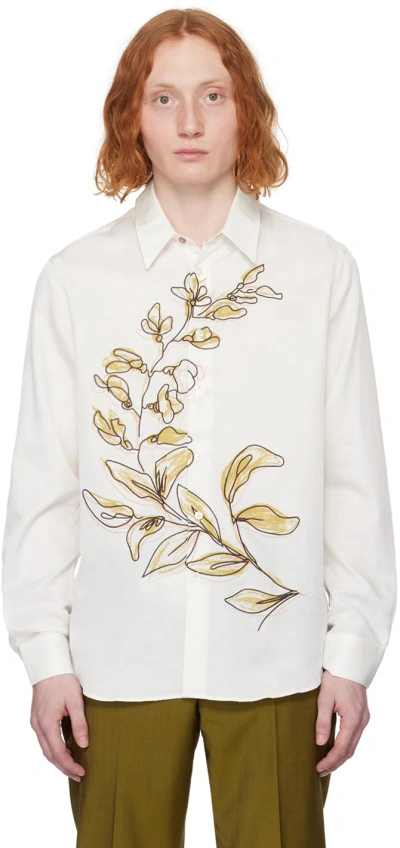 Paul Smith Off-white Embroidered Shirt In 4