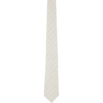 Paul Smith Off-white & Blue 'shirting Stripe' Tie In Gray