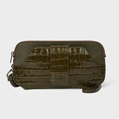 Paul Smith Olive Green Croc Travel Pouch