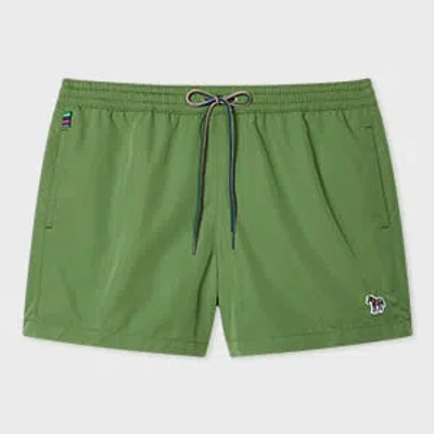 Paul Smith Olive Green Zebra Logo Swim Shorts