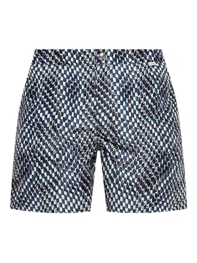 Paul Smith Optic Geometric-print Swim Shorts In Blue