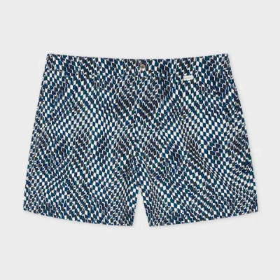 Paul Smith 'optic Geometric' Print Swim Shorts White
