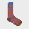 Paul Smith Orange Block 'signature Stripe' Socks Green In Orange