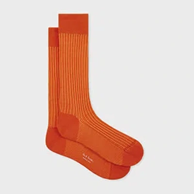 Paul Smith Orange Cotton-blend Stripe Socks