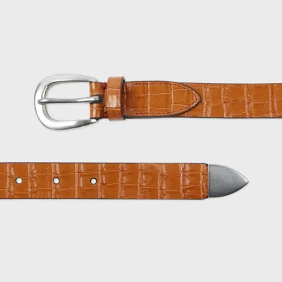 Paul Smith Orange Croc-emboss Leather Belt In Neutral