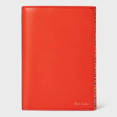 Paul Smith Orange Leather 'signature Stripe' Trim Passport Holder