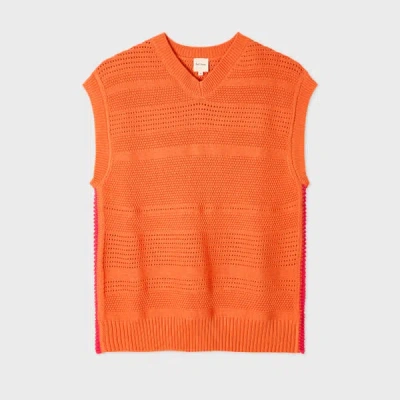 Paul Smith Orange Textured Cotton Knitted Vest
