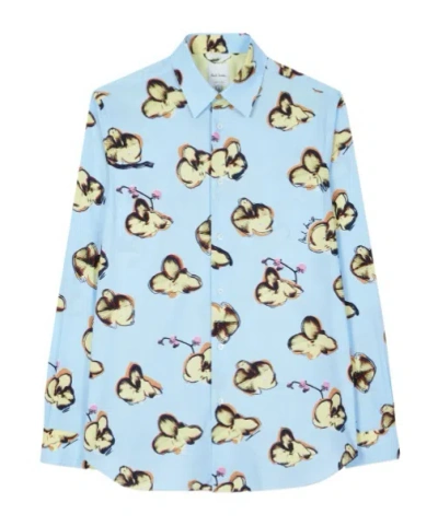 Paul Smith Orchid-print Short-sleeve Shirt In Blue