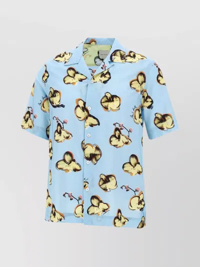 PAUL SMITH ORCHID PRINT VISCOSE AND COTTON SHIRT