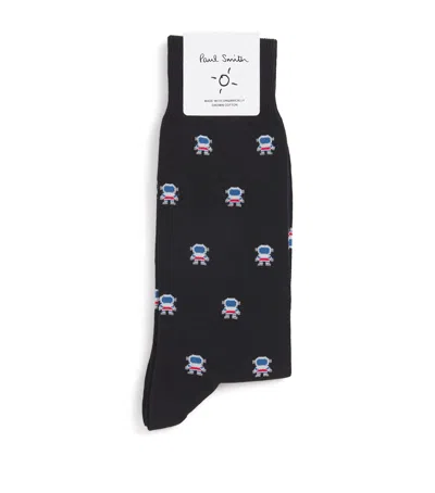 Paul Smith Organic Cotton-blend Astronaut Socks In Black