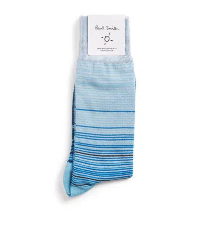 Paul Smith Organic Cotton-blend Marcel Stripe Socks In Blue
