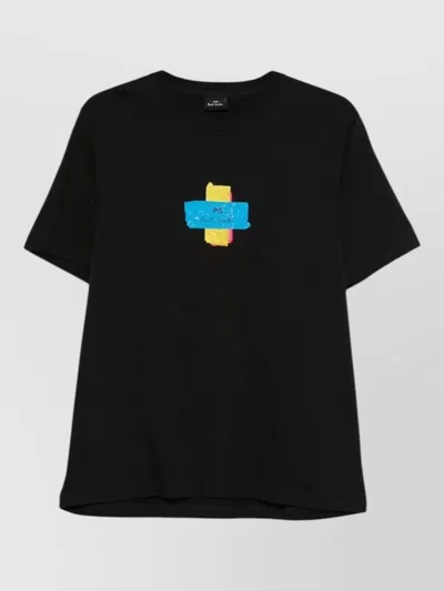Paul Smith Organic Cotton Graphic-print Crew-neck Short-sleeve T-shirt In Black