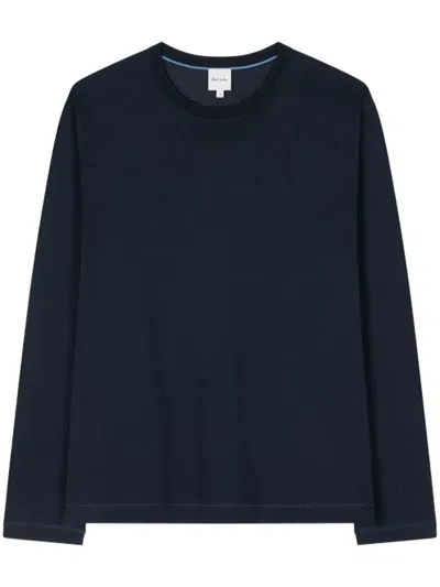 Paul Smith Organic-cotton Knitted Top In Blue