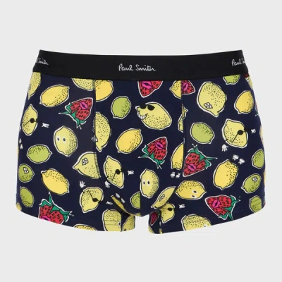 Paul Smith Organic Cotton 'lemon' Boxer Briefs Blue In Multi