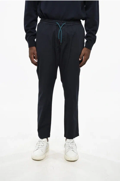 Paul Smith Organic Cotton Pants With Elastic Waistband In Blue