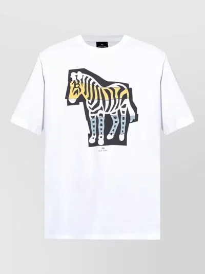 Paul Smith Organic Cotton Relaxed-fit Zebra-print Short-sleeve T-shirt In White