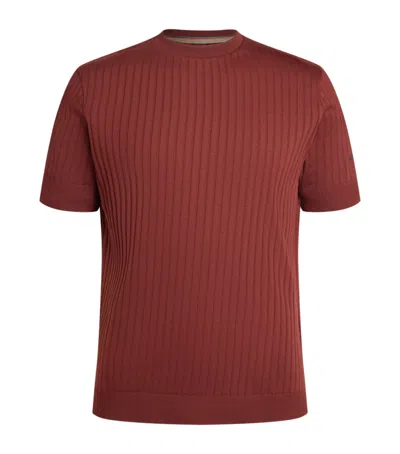 Paul Smith Organic Cotton Rib-knit T-shirt In Red
