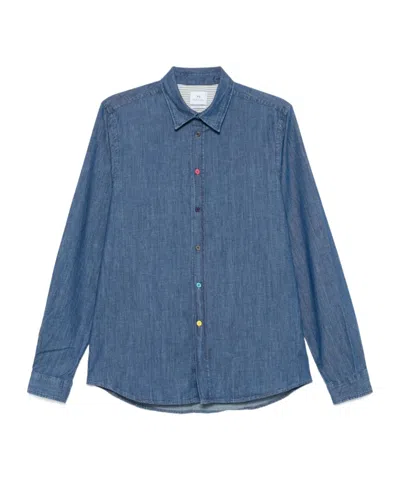 Paul Smith Organic-cotton Shirt In Indigo Blue