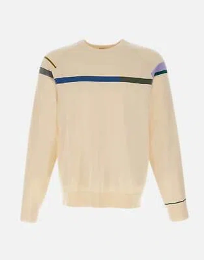 Pre-owned Paul Smith Organic Cotton Sweater With Multicolor Stripes 100% Original In White