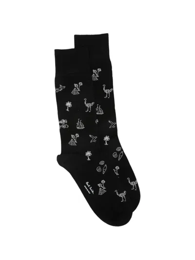 Paul Smith Ostrich Socks In Black