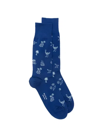 Paul Smith Ostrich Socks In Blue