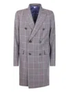 Paul Smith Checked-pattern Double-breasted Coat In Gray