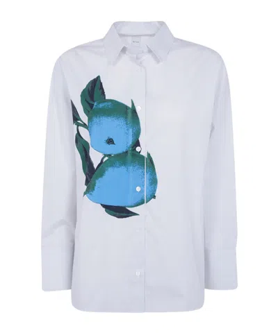 Paul Smith Oversized Fruit Print Shirt In White