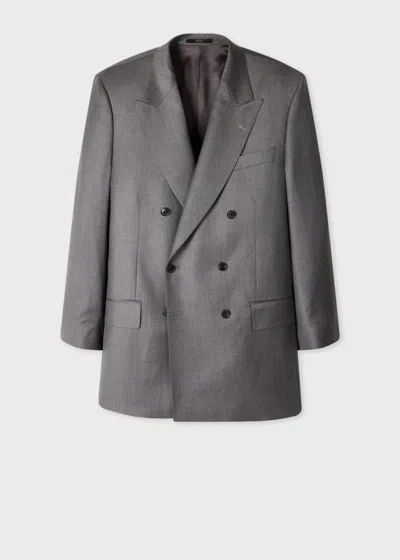 Paul Smith Oversized Grey Pin-dot Wool Double-breasted Blazer In Gray