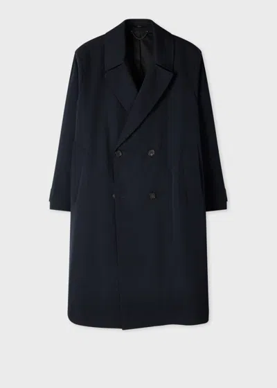 Paul Smith Oversized Navy Wool-twill Double-breasted Coat Blue