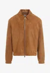 Paul Smith Camel Oversized Leather Jacket In Brown