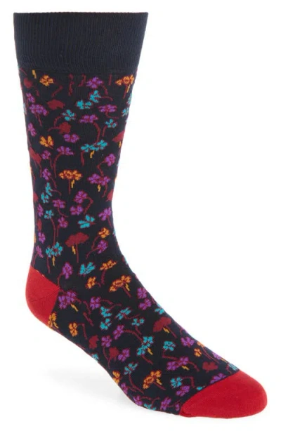 Paul Smith Oxalis Floral Dress Socks In Black
