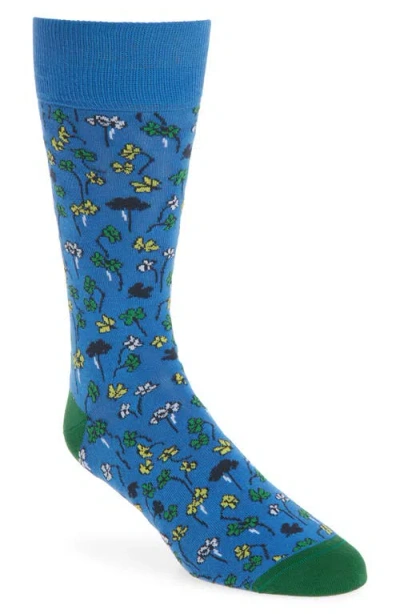 Paul Smith Oxalis Floral Dress Socks In Turquoise