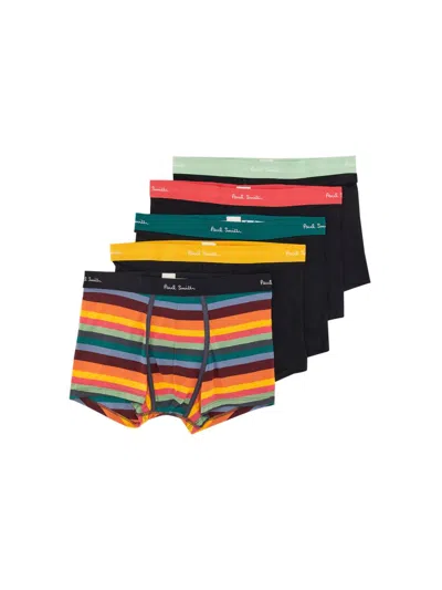 Paul Smith Five-pack Black Stripe Boxer Briefs In Multicolour