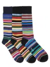 Paul Smith Mix Stripe Socks Three Pack Multicolour In Multicolour