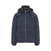 Paul Smith Padded Brown Polyamide Jacket With Detachable Hood And Ribbed Cuffs In Blue