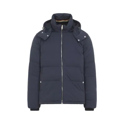 PAUL SMITH PADDED BROWN POLYAMIDE JACKET WITH DETACHABLE HOOD AND RIBBED CUFFS