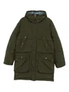 Paul Smith Quilted Hooded Long Parka Coat In Green