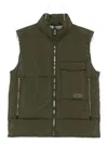 Paul Smith Sleeveless Quilted Jacket With High Collar In Green