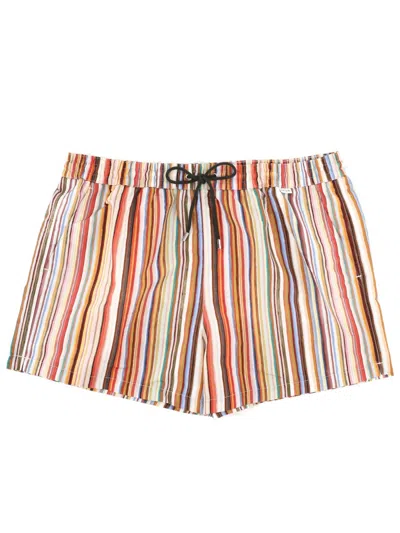 Paul Smith Painted Signature Stripe Recycled Polyester Swim Shorts In Multi
