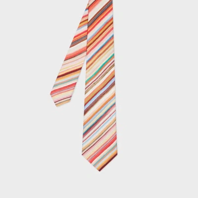 Paul Smith 'painted Signature Stripe' Silk Tie Multicolour In Brown