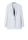 Paul Smith Pale Blue Linen Blazer With One-button Closure In Blue