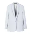 Paul Smith Pale Blue Linen Blazer With One-button Closure In White
