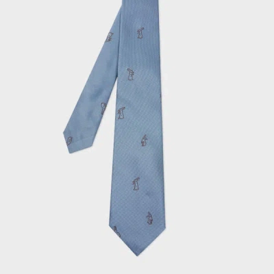 Paul Smith Embroidered Motif Tie In Blue