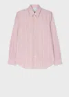 Paul Smith Pale Red Cotton Poplin Stripe Shirt Pink In Pink