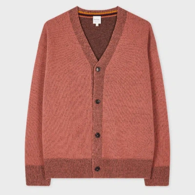 Paul Smith Pale Red Lambswool Cardigan Pink