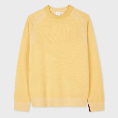 Paul Smith Pale Yellow Lambswool Crew Neck Sweater White