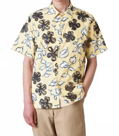 PAUL SMITH PALE YUKKA PRINT SHORT SLEEVE SHIRT IN YELLOW